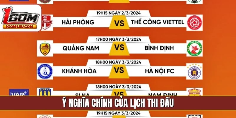 Ý nghĩa chính của lịch thi đấu